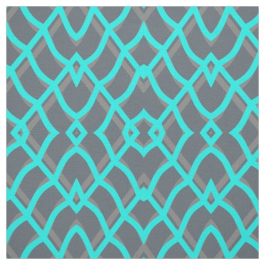 Turkoois en grijs geometrisch stof (Swatch)