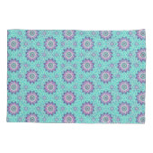 Turkoois en Paarse bloemen Mandala en sterren Kussensloop (Achterkant)