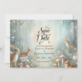 Turkoois en Perzik Betoverd Bos Bruiloft Save The Date