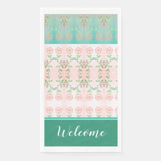 turkoois en roze servet (Voorkant)