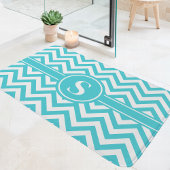 Turkoois en wit Chevron monogram Badmat