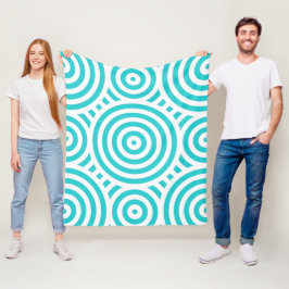 Turkoois en wit genest cirkelvormig patroon fleece deken