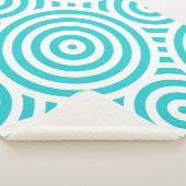 Turkoois en wit genest cirkelvormig patroon sherpa deken (3/4)