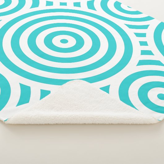 Turkoois en wit genest cirkelvormig patroon sherpa deken (3/4)