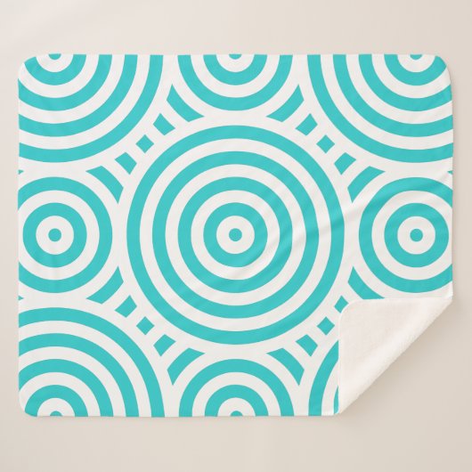 Turkoois en wit genest cirkelvormig patroon sherpa deken (Voorkant (horizontaal))