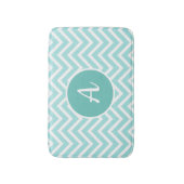 Turkoois en witte chevron met monogram badmat (Voorkant Verticaal)