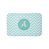 Turkoois en witte chevron met monogram badmat (Voorkant)