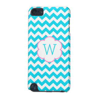 Turkoois en witte chevron monogram iPod touch 5G hoesje
