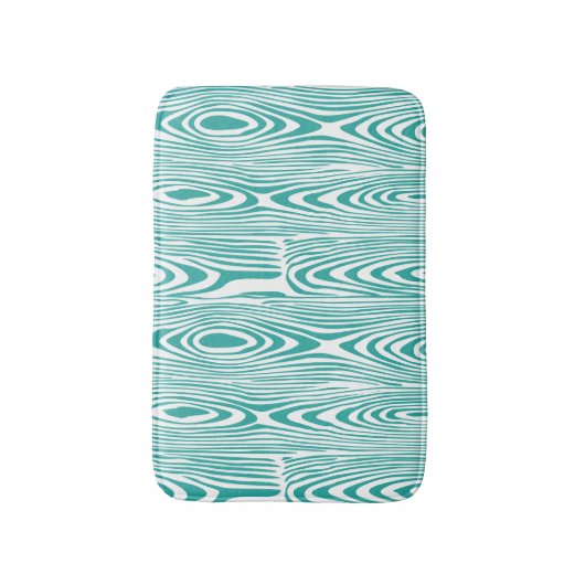 Turkoois en witte houten ringen badmat (Voorkant Verticaal)