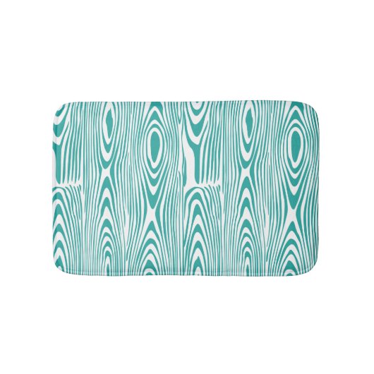 Turkoois en witte houten ringen badmat (Voorkant)