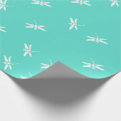 Turkoois en Witte Libel Cadeaupapier (Hoek)