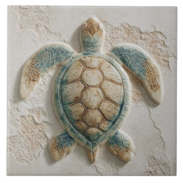 Turkoois en Zand Kust Zeeschildpad Tegeltje