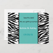 Turkoois en Zebra Strepen Bewaar de datum Briefkaa Aankondigingskaart (Voorkant / Achterkant)
