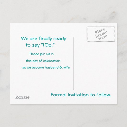 Turkoois en Zebra Strepen Bewaar de datum Briefkaa Aankondigingskaart (Achterkant)