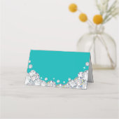 Turkoois en zilver diamant glitters voedsel label plaatskaartje (Achterkant)