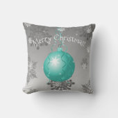 Turkoois Fancy Kerstbal Worp Kussen (Voorkant)