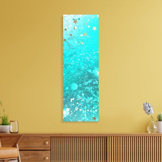 Turkoois Folie Achtergrond Canvas Afdruk (Insitu (Woonkamer))