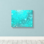 Turkoois folie-achtergrond met mint tinten canvas afdruk (Insitu (Houten vloer))