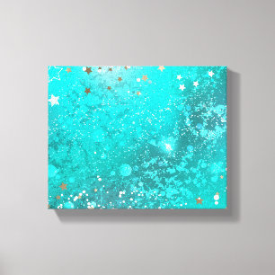 Turkoois folie-achtergrond met mint tinten canvas afdruk