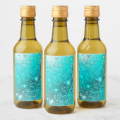 Turkoois Folie Achtergrond Wijn Etiket (Flessen)