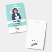 Turkoois | Foto Personeelslogo of QR CODE Beveilig Badge (Voor- en achterkant)