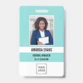 Turkoois | Foto Personeelslogo of QR CODE Beveilig Badge (Voorzijde)