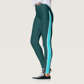 Turkoois geaccentueerd met fel Blauwgroen Leggings (Links)