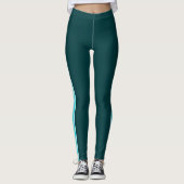 Turkoois geaccentueerd met fel Blauwgroen Leggings (Voorkant)