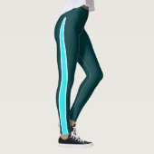 Turkoois geaccentueerd met fel Blauwgroen Leggings (Rechts)