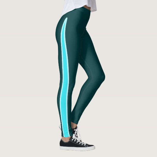 Turkoois geaccentueerd met fel Blauwgroen Leggings (Rechts)