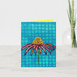 Turkoois geblokte coneflower briefkaart