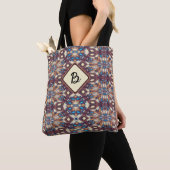 Turkoois, geel en bruin verbindende mandala's tote bag (Dichtbij)