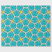 Turkoois, geel & rood geometrisch patroon cadeaupapier (Vlak)