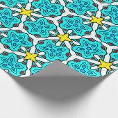 Turkoois, geel & rood geometrisch patroon cadeaupapier (Hoek)