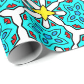Turkoois, geel & rood geometrisch patroon cadeaupapier (Rol Hoek)