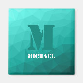 Turkoois geometrisch gaaspatroon Monogram Magneet (Voorkant)