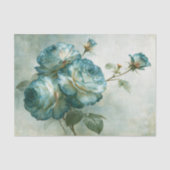 Turkoois Gerande Crème Olieverf Rose Decoupage Tissuepapier (Voorkant)