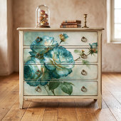 Turkoois Gerande Crème Olieverf Rose Decoupage Tissuepapier