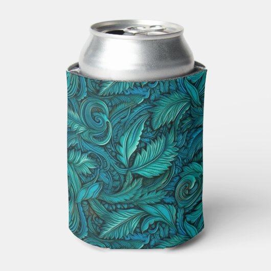  turkoois gesneden leer blikjeskoeler (Blikje Voorkant)