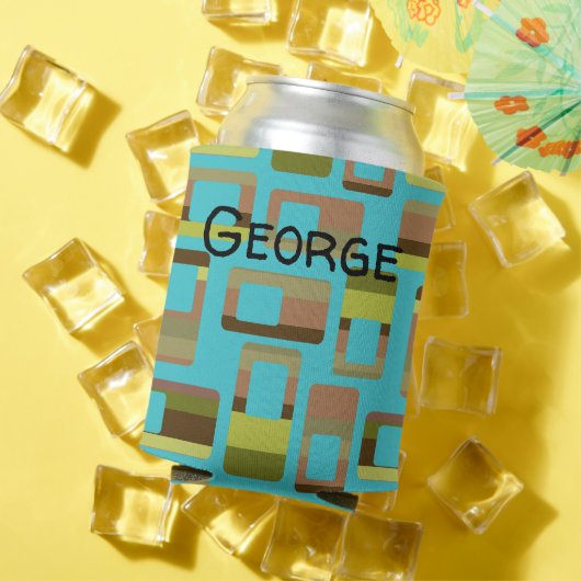 Turkoois gestreepte rechthoeken blikjeskoeler (Insitu Zomer)