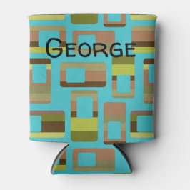 Turkoois gestreepte rechthoeken blikjeskoeler