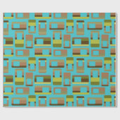 Turkoois gestreepte rechthoeken cadeaupapier (Vlak)