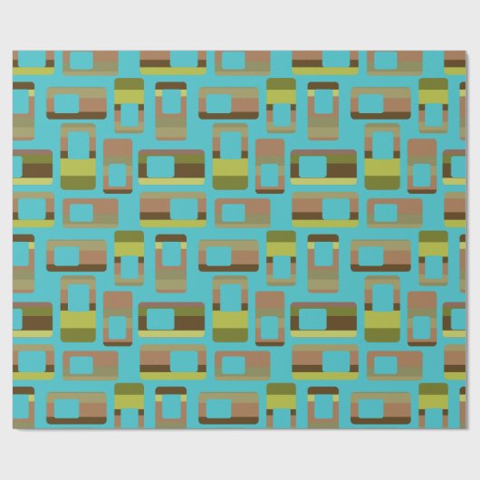 Turkoois gestreepte rechthoeken cadeaupapier (Vlak)