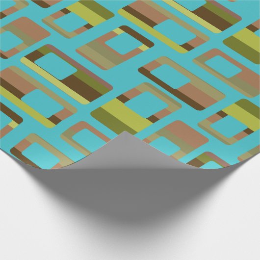 Turkoois gestreepte rechthoeken cadeaupapier (Hoek)