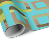 Turkoois gestreepte rechthoeken cadeaupapier (Rol Hoek)