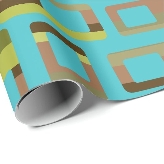 Turkoois gestreepte rechthoeken cadeaupapier (Rol Hoek)