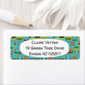 Turkoois gestreepte rechthoeken etiket (Insitu)