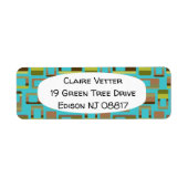 Turkoois gestreepte rechthoeken etiket (Voorkant)