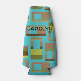 Turkoois gestreepte rechthoeken flesjeskoeler