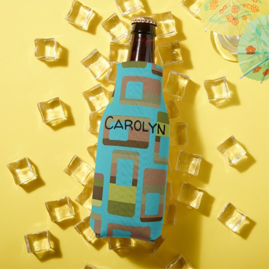 Turkoois gestreepte rechthoeken flesjeskoeler (Insitu Zomer)